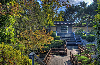 Nature, Trees, Steps, Arch, China HD wallpaper
