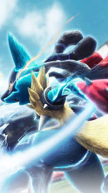 Mega Lucario VS Pikachu, Pokemon, Pikachu, Lucario (Pokémon), video game HD phone wallpaper