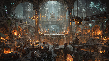 Dwarven Deephold — Underground City, Dwarven Underground City, Medieval HD wallpaper