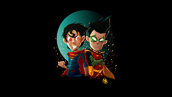 Kid Superman And Robin, superman, robin, artwork, artist, digital-art, artstation, superheroes HD wallpaper