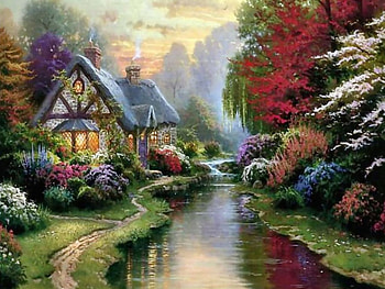house & lake, scenery, lake, house, tree HD wallpaper