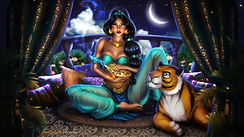 Jasmine And Tiger , jasmine, deviantart, artist, artwork, tiger, movies HD wallpaper