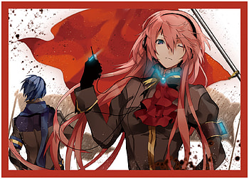 vocaloid, luka, anime, red, kaito HD wallpaper