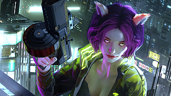 Cyberpunk Red Girl Glowing Eyes , cyberpunk, scifi, artist, artwork, digital-art, artstation HD wallpaper