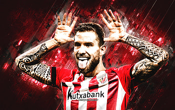 Inigo Martinez, Athletic Bilbao, Spanish footballer, portrait, red stone background, soccer, Spain HD wallpaper