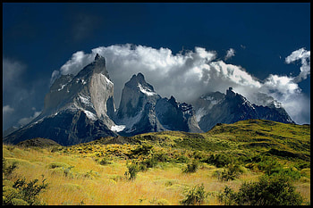 Shrouded in Clouds, blue, covered, alpine, clouds, sky, nature, mountains HD wallpaper