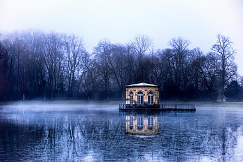 Hut in Lake, blue, , beautiful, nature HD wallpaper