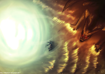 Fuuton Gargantuan Rasengan, naruto, rasengan, fox, ninetails HD wallpaper