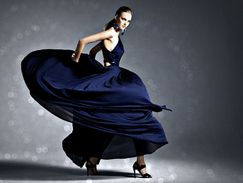 Caroline Trentini, blue, by cehenot, model, grey, glitter, girl, dress, woman HD wallpaper