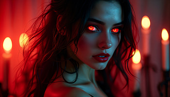 Spellbinding Vampire: Ultra, vampire, glowing eyes, red lighting, mystic HD wallpaper