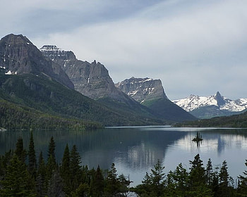 St. Mary Lake, sky, water, lake, mountain HD wallpaper