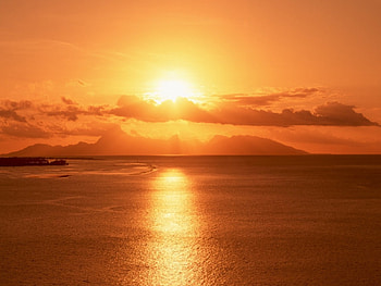 Sunset, sea, clouds, nature HD wallpaper