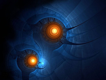 Eyes, yellow lights, blue circular shapes HD wallpaper