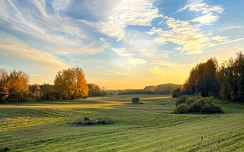 Sunset in Latvia, autumn, fields, Latvia, sunset HD wallpaper