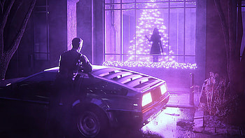 Stalking Lover In Summer Holidays , synthwave, artist, artwork, digital-art, neon, delorean HD wallpaper