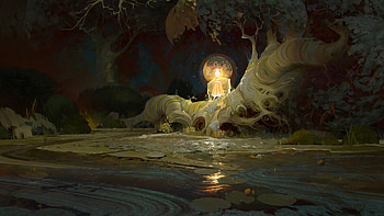 Being of Light, fantasy, creature, forest, glow, surreal HD wallpaper