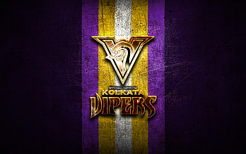 Kolkata Vipers, golden logo, Elite Football League, violet metal background, indian football team, Kolkata Vipers logo, american football HD wallpaper