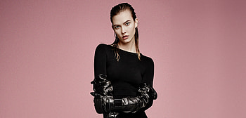 Karlie Kloss, black dress, leather jacket HD wallpaper