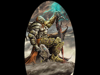Kneel, warlord, fantasy, warrior HD wallpaper