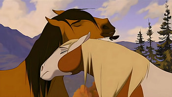 Love Cuddle, brown, horse, love, cuddle, movie, Spirit: Stallion of the Cimarron HD wallpaper
