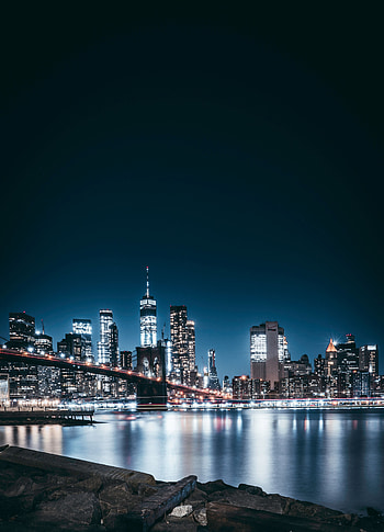 Cities, Usa, Night City, City Lights, Bridge, United States, Panorama, Brooklyn HD phone wallpaper