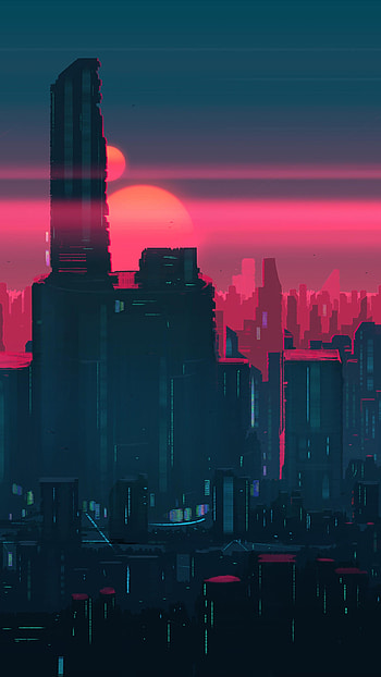 Building skyscrapers, Tower afterglow HD phone wallpaper