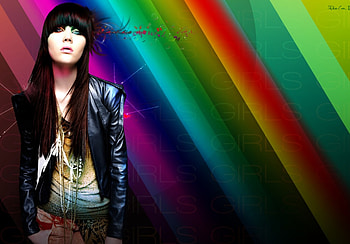 Human, girl, leather, wall, rainbow HD wallpaper