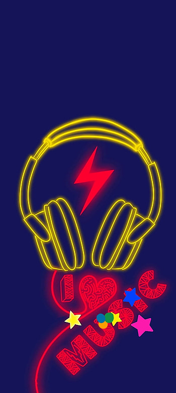 I Love Music, neon, heads HD phone wallpaper