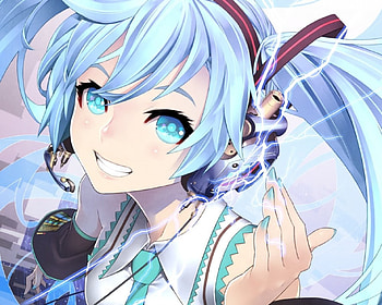 Hatsune Miku, superstar, heads, cute, vocaloid, long hair, miku, vocaloids, sparks, happy, female, sexy, electric, magic, blue eyes, smile, twintail, hot, blue hair, girl, singer, diva, anime girl, anime, idol HD wallpaper