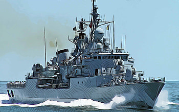 TCG Yildirim, F-243, , vector art, TCG Yildirim drawing, Turkish Naval Forces, creative art, TCG Yildirim art, F243, vector drawing, abstract ships, TCG Yildirim F-243, Turkish Navy HD wallpaper