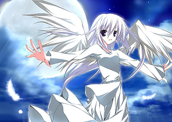 Anime, Sky, Feather, Girl, Wings HD wallpaper