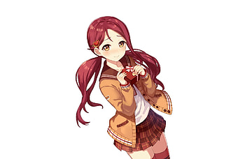 Cute, Riko Sakurauchi with small gift box, anime girl HD wallpaper