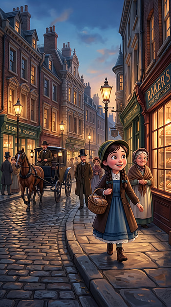 Victorian Twilight Stroll — , Girl, Cobblestone Street HD phone wallpaper