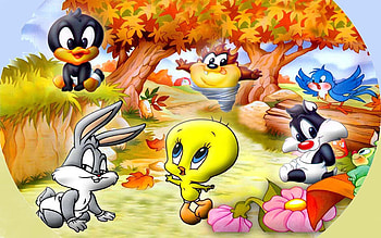 Looney Tunes characters, Baby Tweety, Daffy Duck, Bugs Bunny HD wallpaper