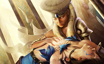 Servant of the light, blue, sorceress, priestess, girl, woman, egyptian, fantasy, tiziano baracchi, cleopatra HD wallpaper