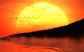 Big Sun, sunset, artist, artwork, digital-art HD wallpaper