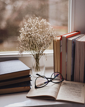 Flowers, Books, Miscellanea, Miscellaneous, Window, Vase, Window Sill, Windowsill, Glasses, Spectacles HD phone wallpaper