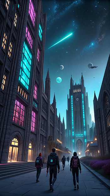 Cosmic Campus: A for Every College Dreamer, fantasy, cityscape, futuristic, building HD phone wallpaper