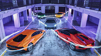 Lamborghini — Neon Supercar Quartet, car, Lamborghini HD wallpaper