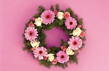 Flowers, Roses, Needle, Gerberas, Needles, Wreath HD wallpaper