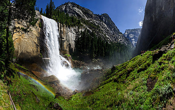 Mountain, , Vernal Fall, Rainbow, Tree, Waterfall, Waterfalls HD wallpaper