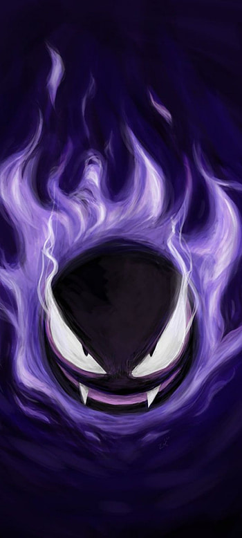 gastly, magenta, pokemon, humo morado, morado, sonrisa HD phone wallpaper