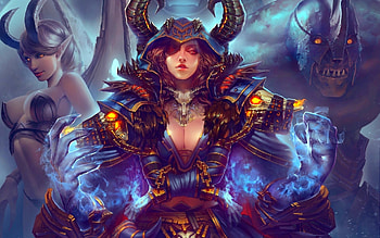 Girls, Fantasy, Demons HD wallpaper