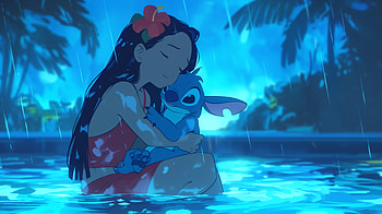 Lilo & Stitch : A Touching Moment of Friendship, TV Show, Lilo & Stitch, Lilo (Lilo & Stitch), Stitch (Lilo & Stitch), blue anime HD wallpaper