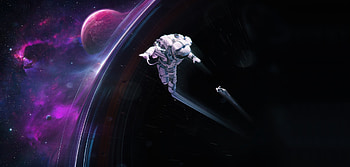 Space, astronaut, planet, art HD wallpaper