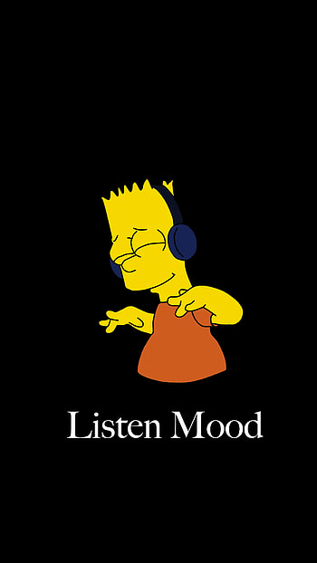 Bart Music, amoled, mood, black, Simpson HD phone wallpaper