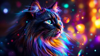 Prismatic Majesty — Maine Coon, Cat, Neon, Colorful, Portrait HD wallpaper