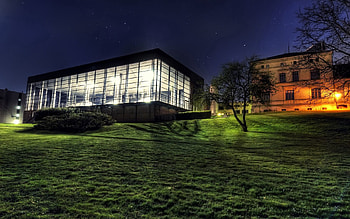 Landscape, Cities, Grass, Stars, Night, Building, House HD wallpaper