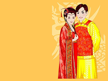 Background, Vector, Couple, Pair, Smile, Girl, Dragon, Guy, Attire, Outfit HD wallpaper