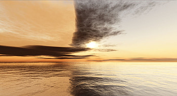 Wolkensegel, sea, sky, cg, warm sunset colours HD wallpaper